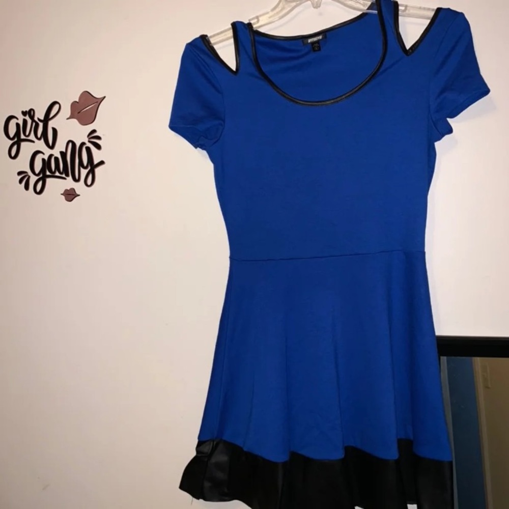 COPY - 4/$20🌺 blue biker dress with leather